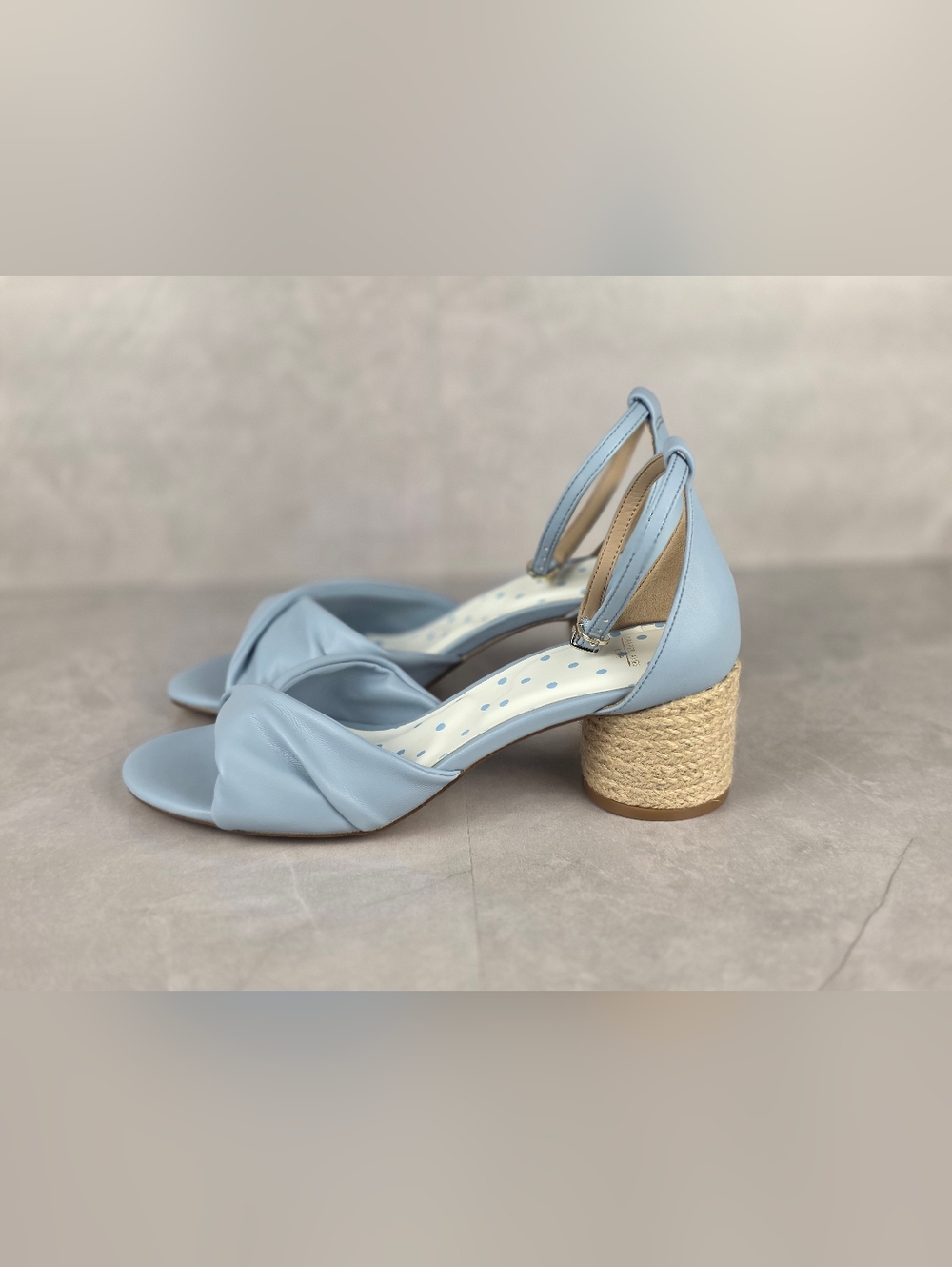 Light Blue Twisted Strap Womens Sandals with Espadrille Heel "Draper James RSVP - Picture 4 of 8